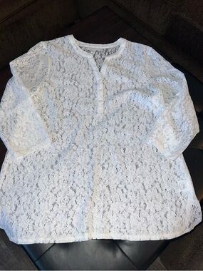 Charter Club White Lace Henley Blouse - Girls